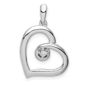 .05 Carat Diamond Open Heart Pendant in Sterling Silver