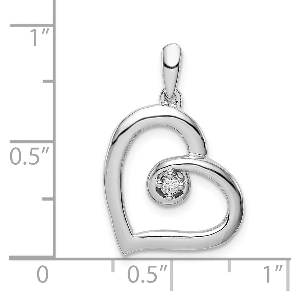 .05 Carat Diamond Open Heart Pendant in Sterling Silver