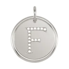 .08 Ctw G-H, I1 Diamond Initial 17mm Sterling Silver Pendant Letter F