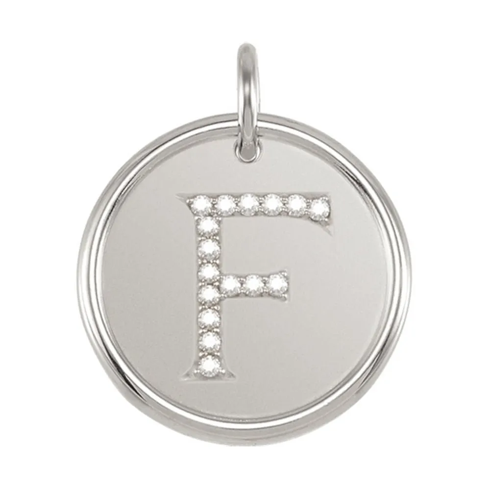 .08 Ctw G-H, I1 Diamond Initial 17mm Sterling Silver Pendant Letter F