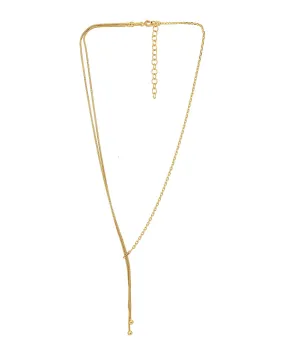 18Kt Gold Plated With Double Chain Lariat Necklace For Women