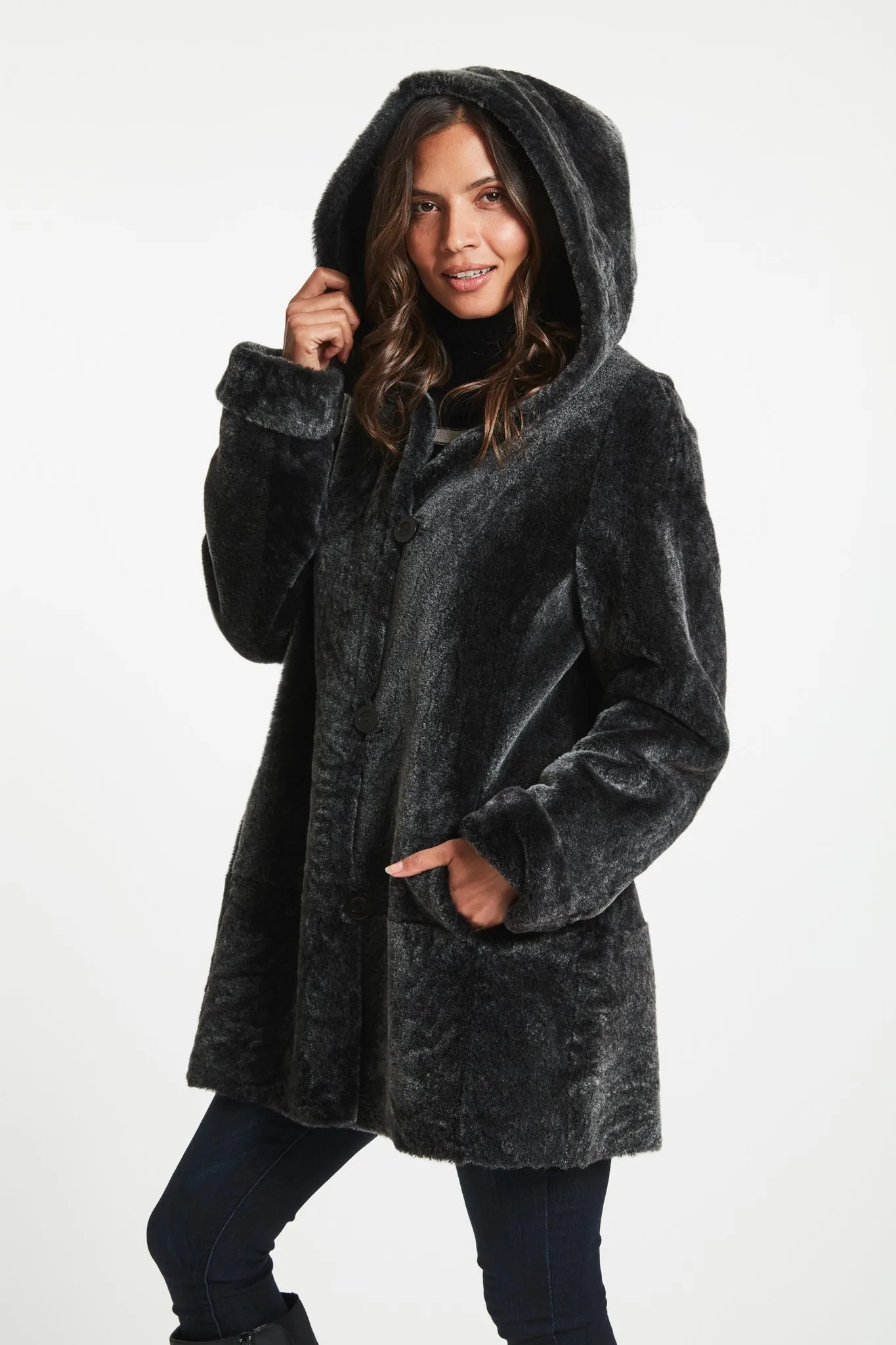 #776 A-Line Reversible Shearling Topper