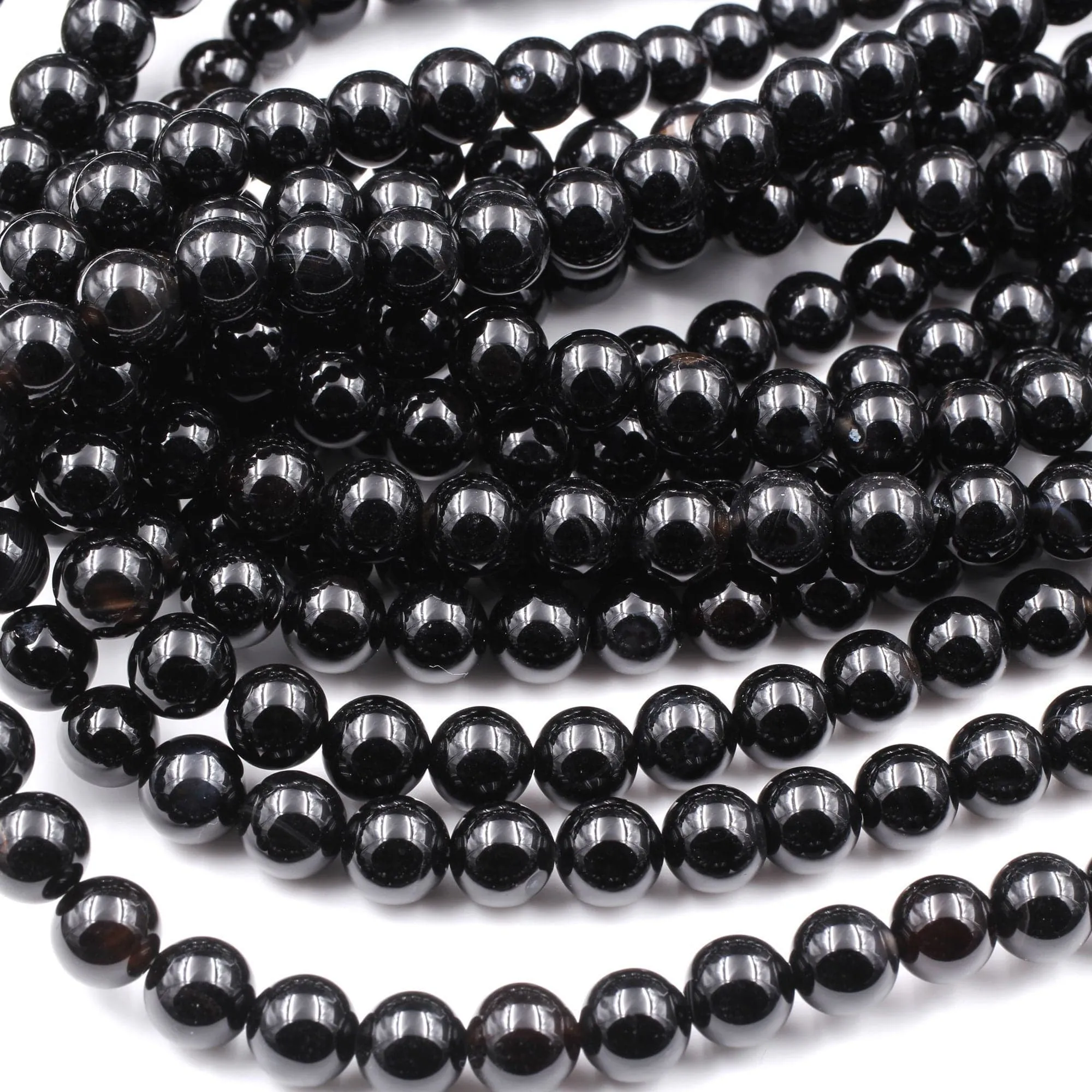 AAA Grade Natural Black Onyx Round Beads 2mm 3mm 4mm 6mm 8mm 10mm 12mm High Quality Natural Black Gemstones 15.5" Strand