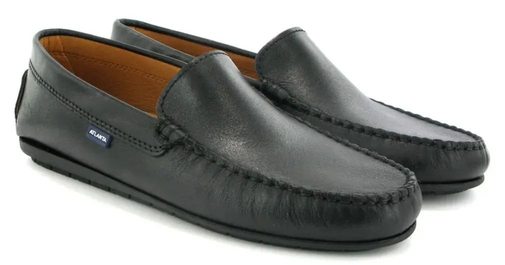 Altanta Moccasin Black Smooth Leather Loafer