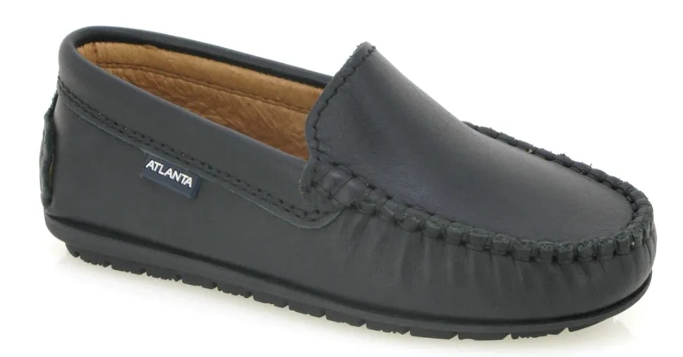 Altanta Moccasin Black Smooth Leather Loafer