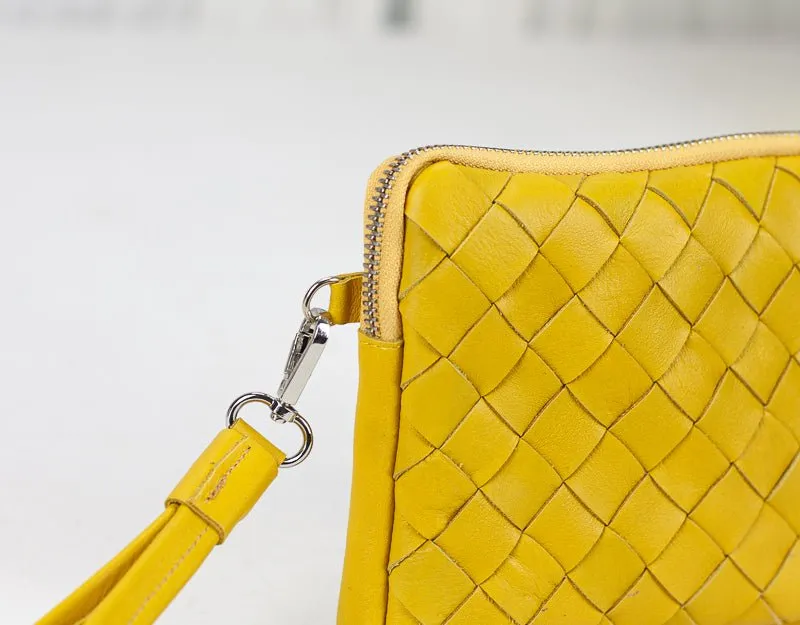 Antheia clutch wallet - Handwoven Yellow leather