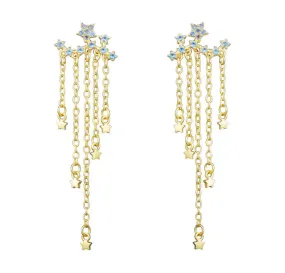 Aqua Raining Stars Earrings