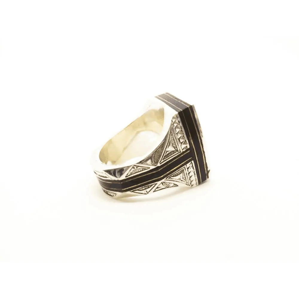 Artisan Tuareg Silver & Copper Ring Chevron Bead