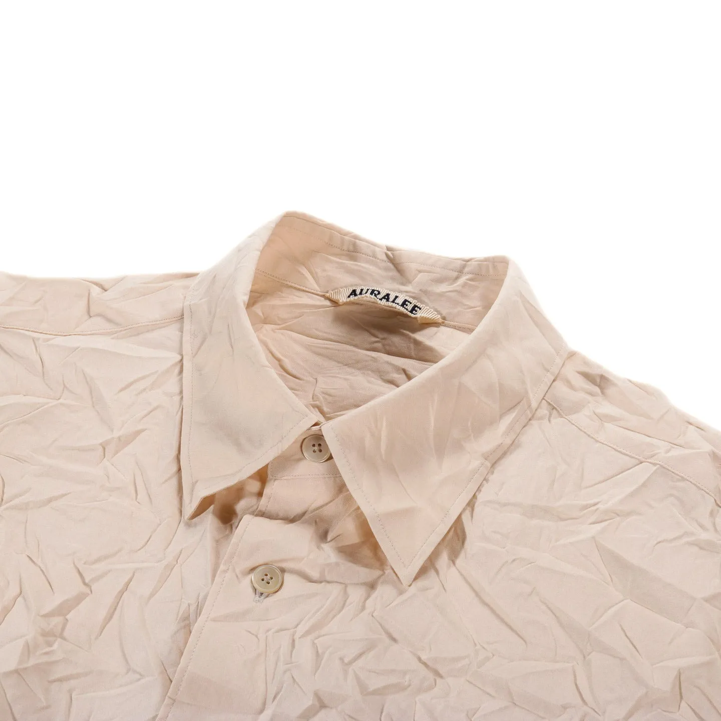 AURALEE WRINKLED WASHED FINX TWILL SHIRT PINK BEIGE