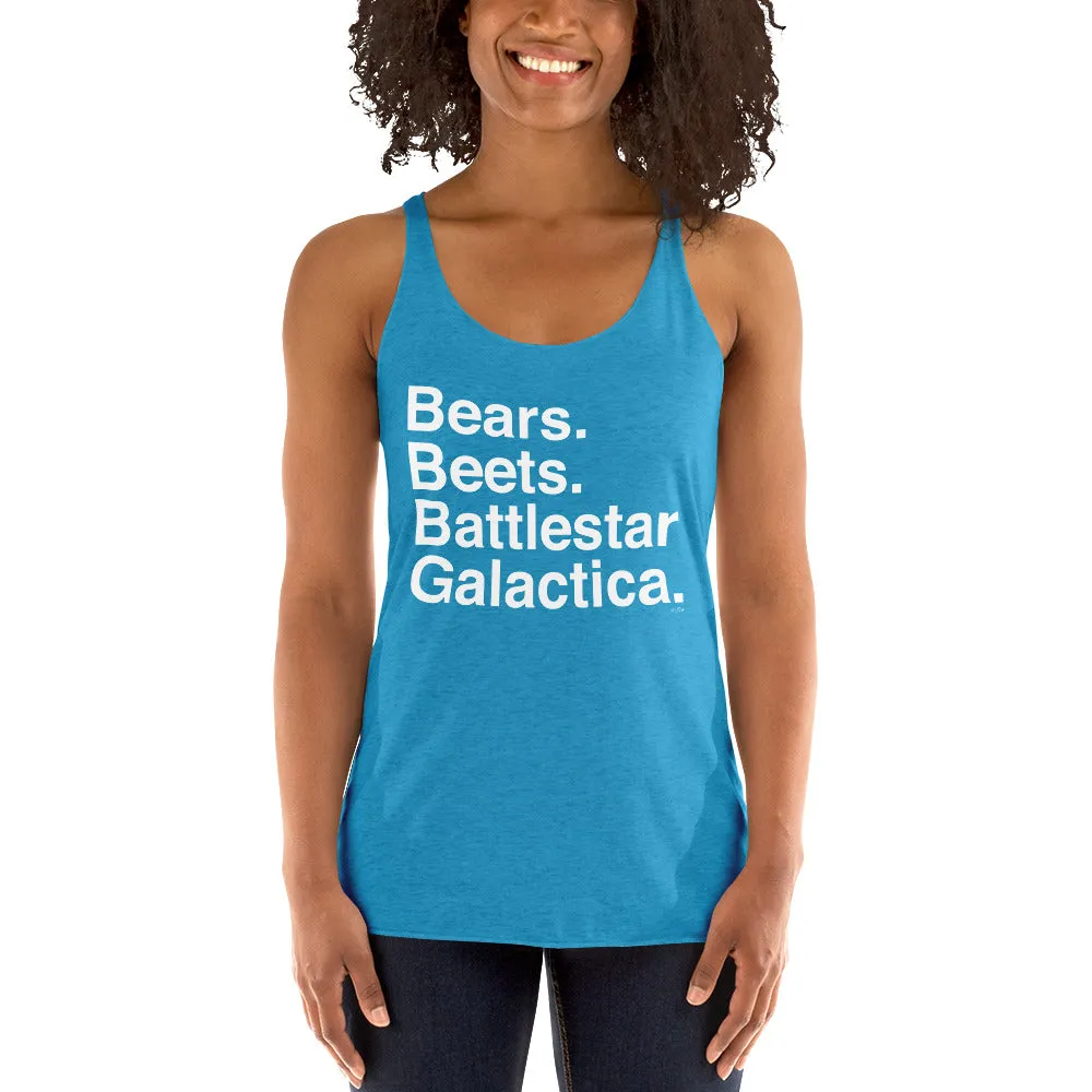 Bears. Beets. BSG. Women's Racerback Tank