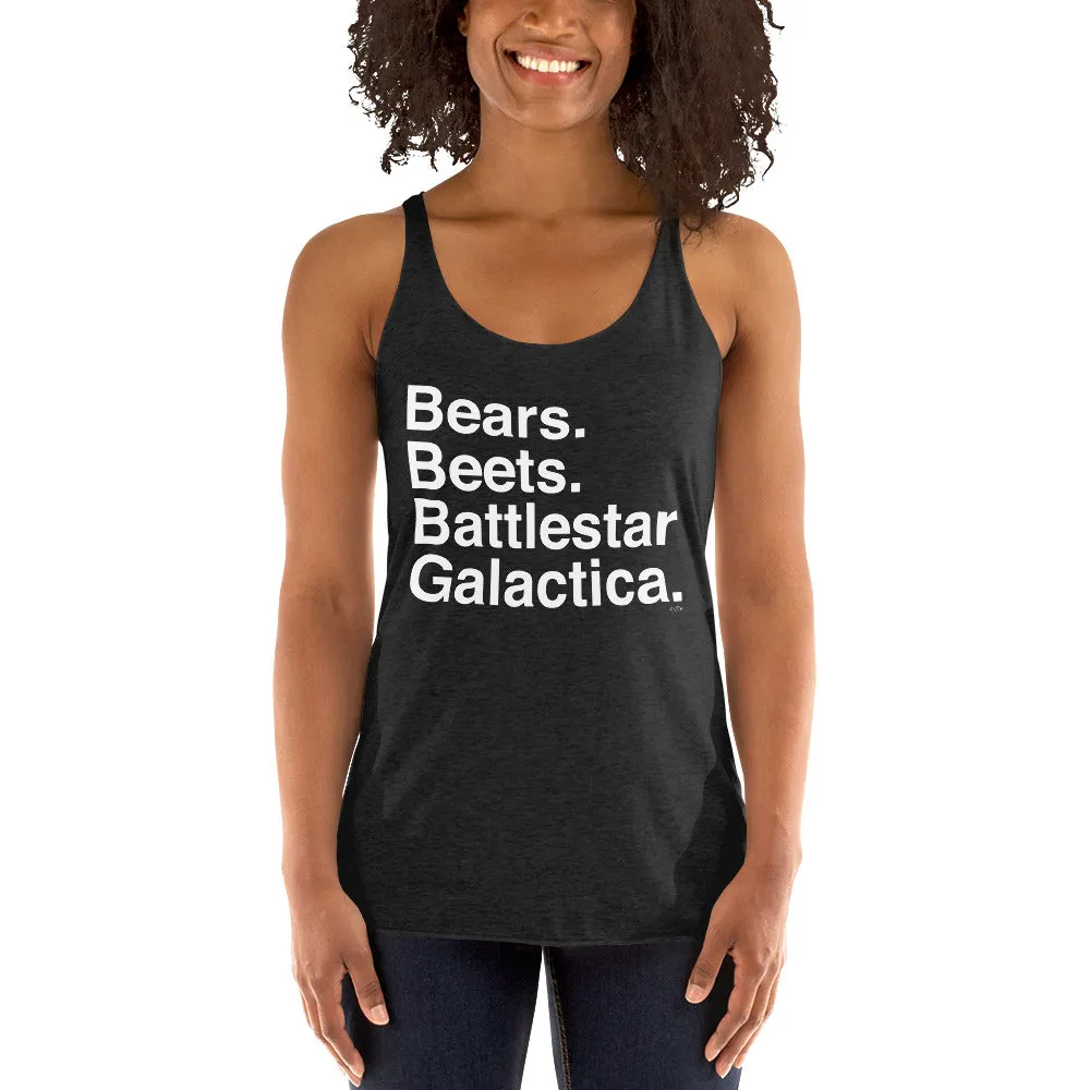 Bears. Beets. BSG. Women's Racerback Tank