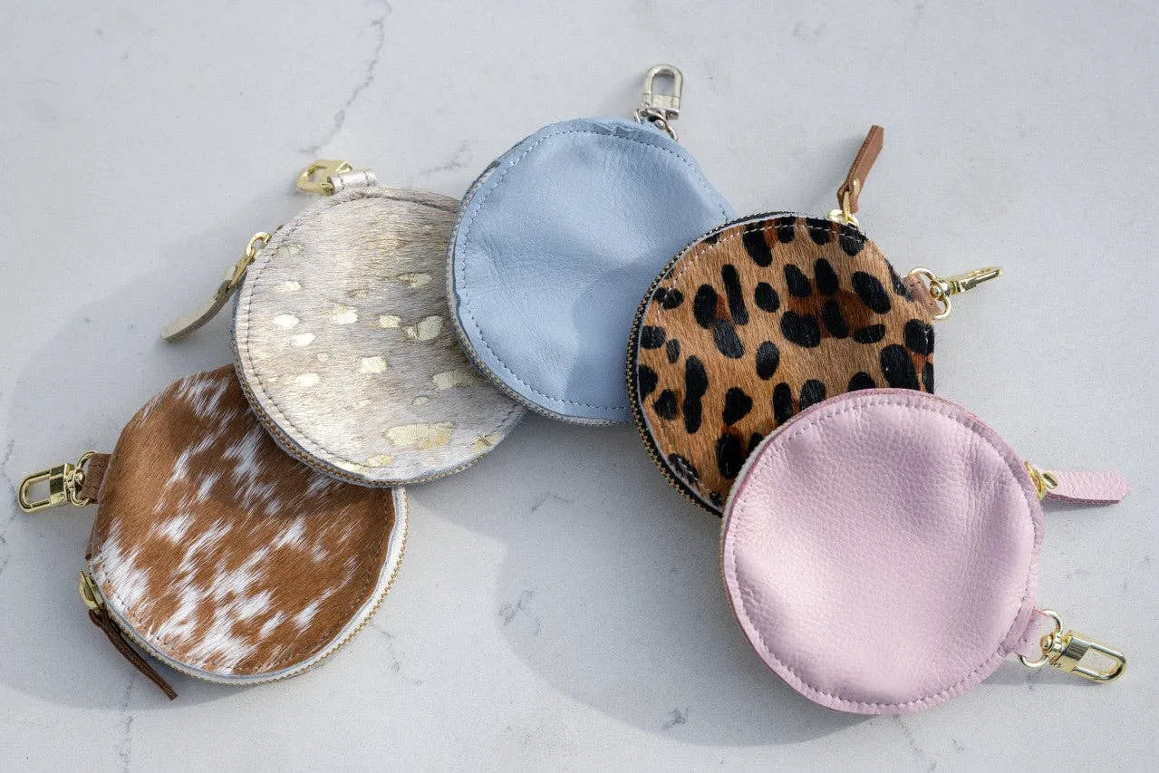 Beaudin Wholesale - Betty | Cowhide & Leather Circle Coin Purse, Gift for Women: Jaguar