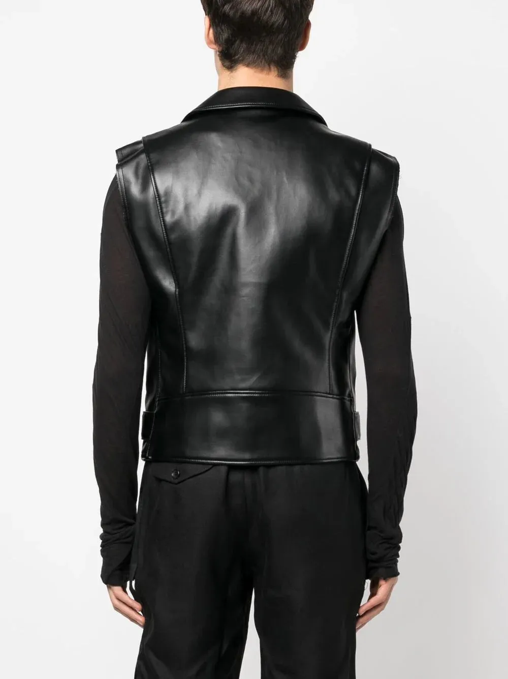 Belted Sleeveless Biker Jacket