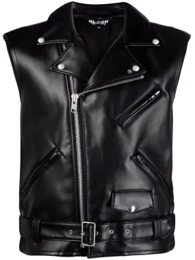 Belted Sleeveless Biker Jacket