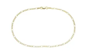 Better Jewelry Figaro Chain Anklet .925 Sterling Silver Gold Plated