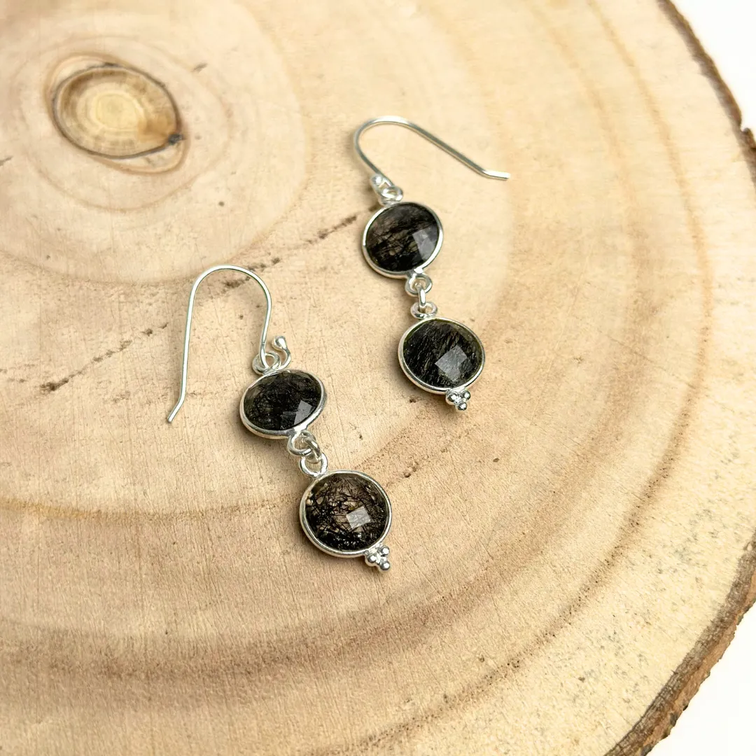 Black Rutilated Earrings