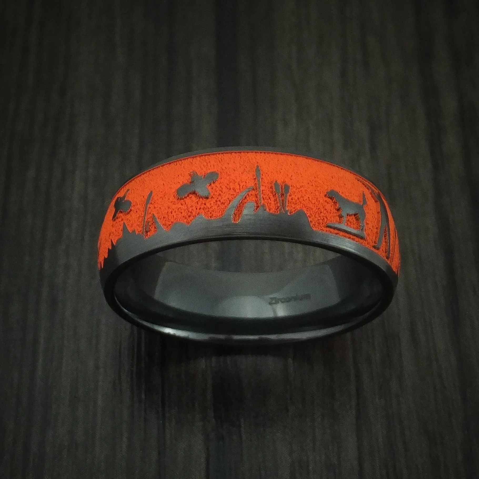 Black Titanium Duck Hunter Band with Cerakote Custom Made Men's Ring