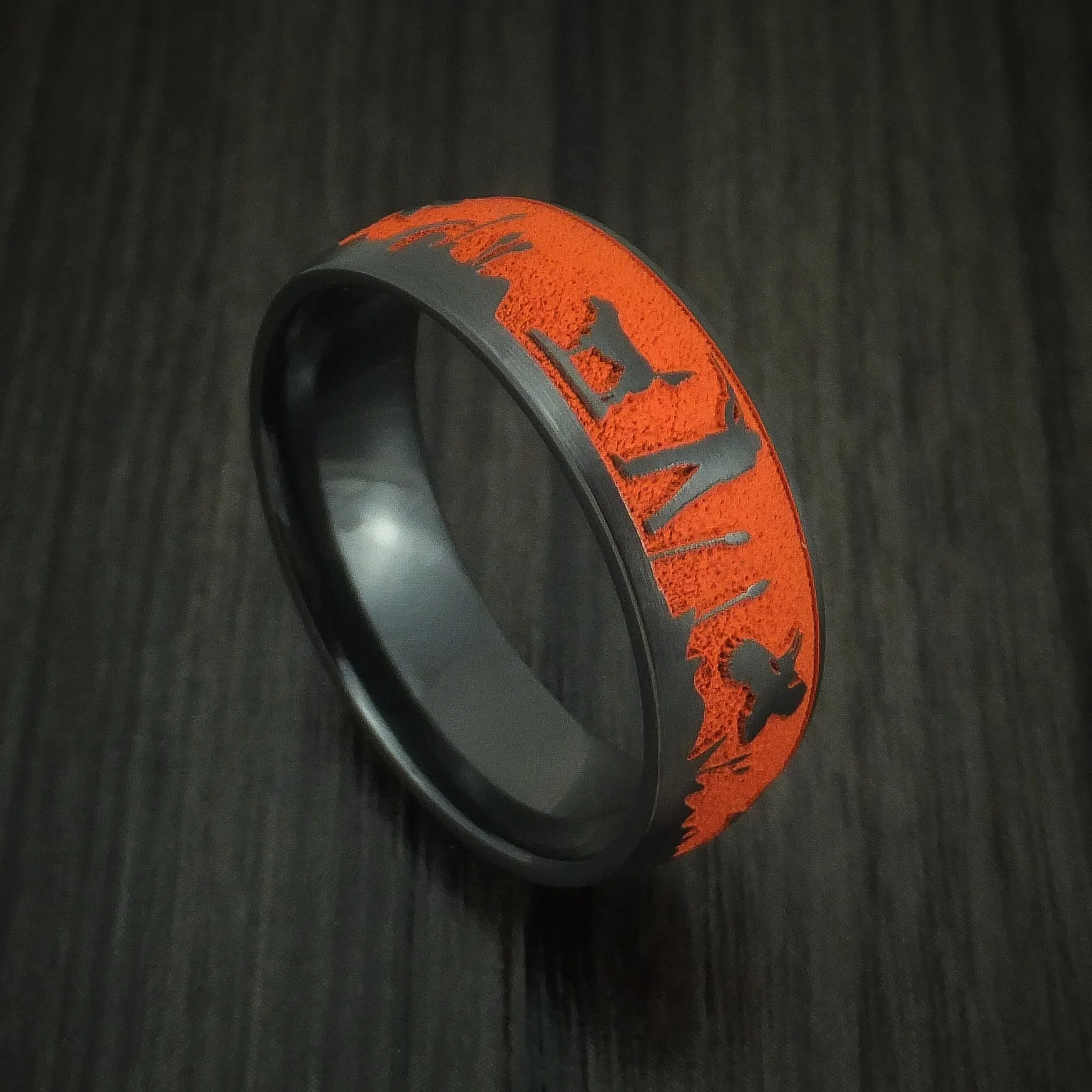 Black Titanium Duck Hunter Band with Cerakote Custom Made Men's Ring