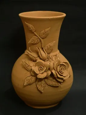 Blossoms of Tranquility: A Terracotta Flower Vase, Terracotta art by Dolon Kundu