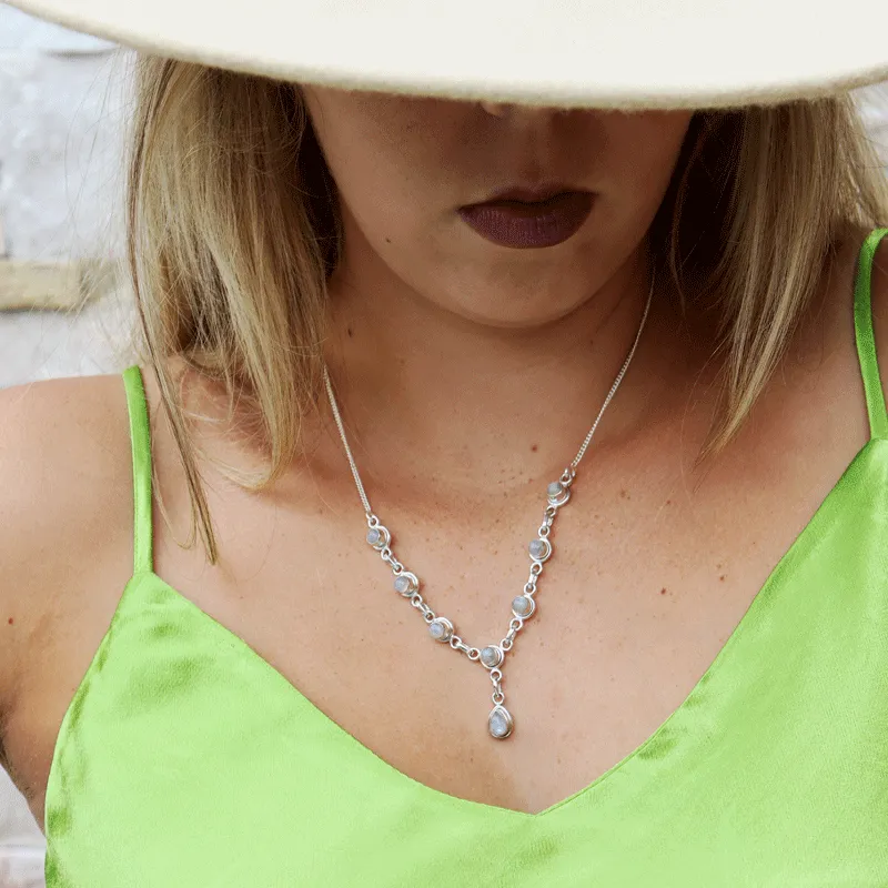 Boho Moonstone Silver Necklace