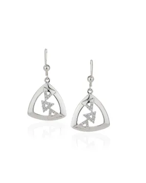 Carlton London 925 Sterling Silver Rhodium Plated Cz Triangular Drop Earring For Women