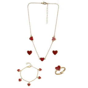 Carlton London Girls Gold-Plated Red Jewellery Set Kjs042