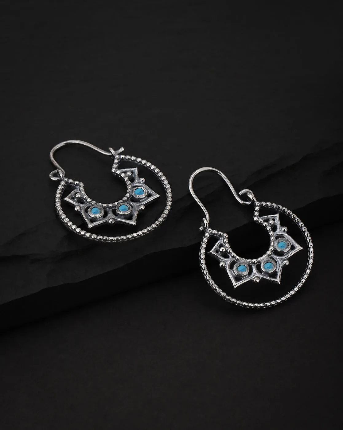 Carlton London Rhodium Plated Beaded Drop Earring For Women