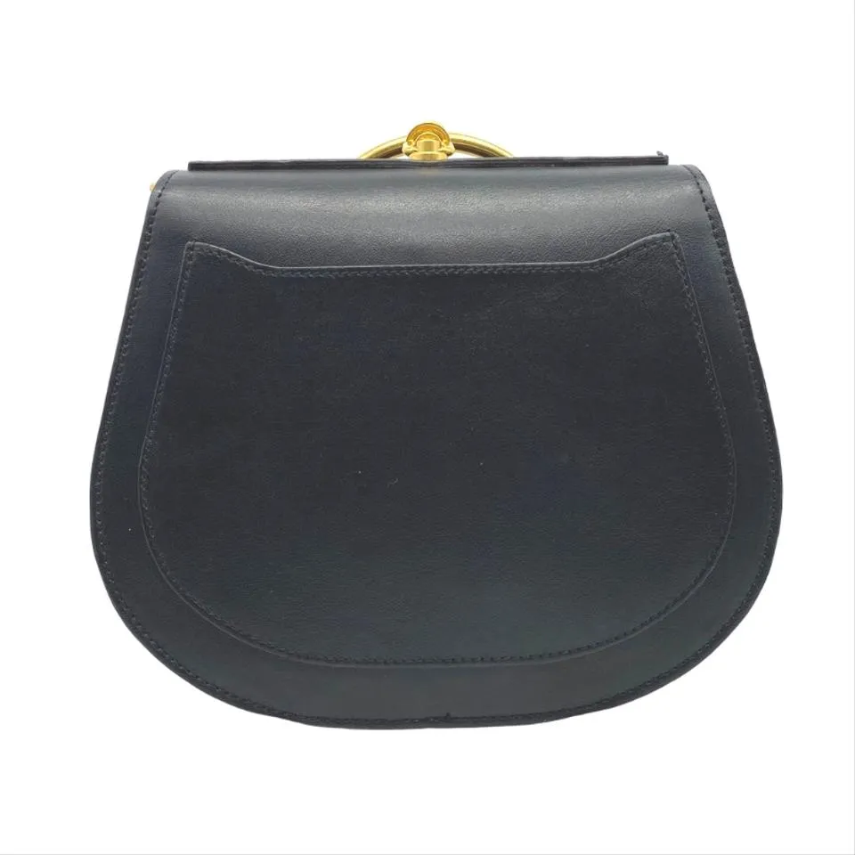 Chloe Nile Medium Bracelet Saddle Black Leather Shoulder Bag