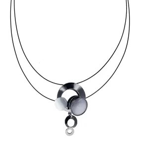 Christophe Poly Full Moon Black Cord Drop Necklace