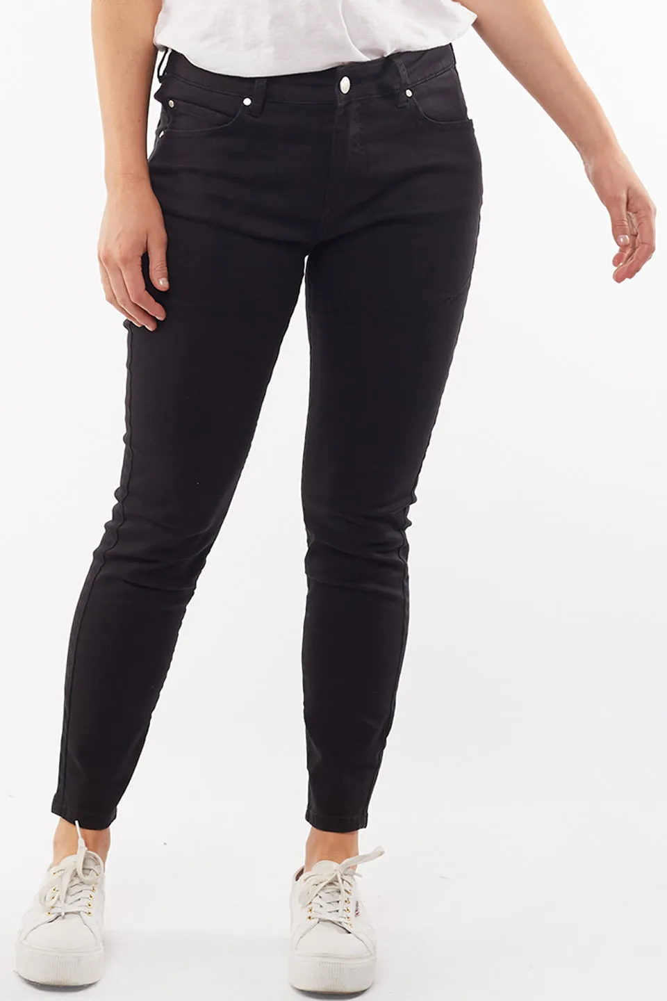 City Mid Rise Skinny Black Denim Jean