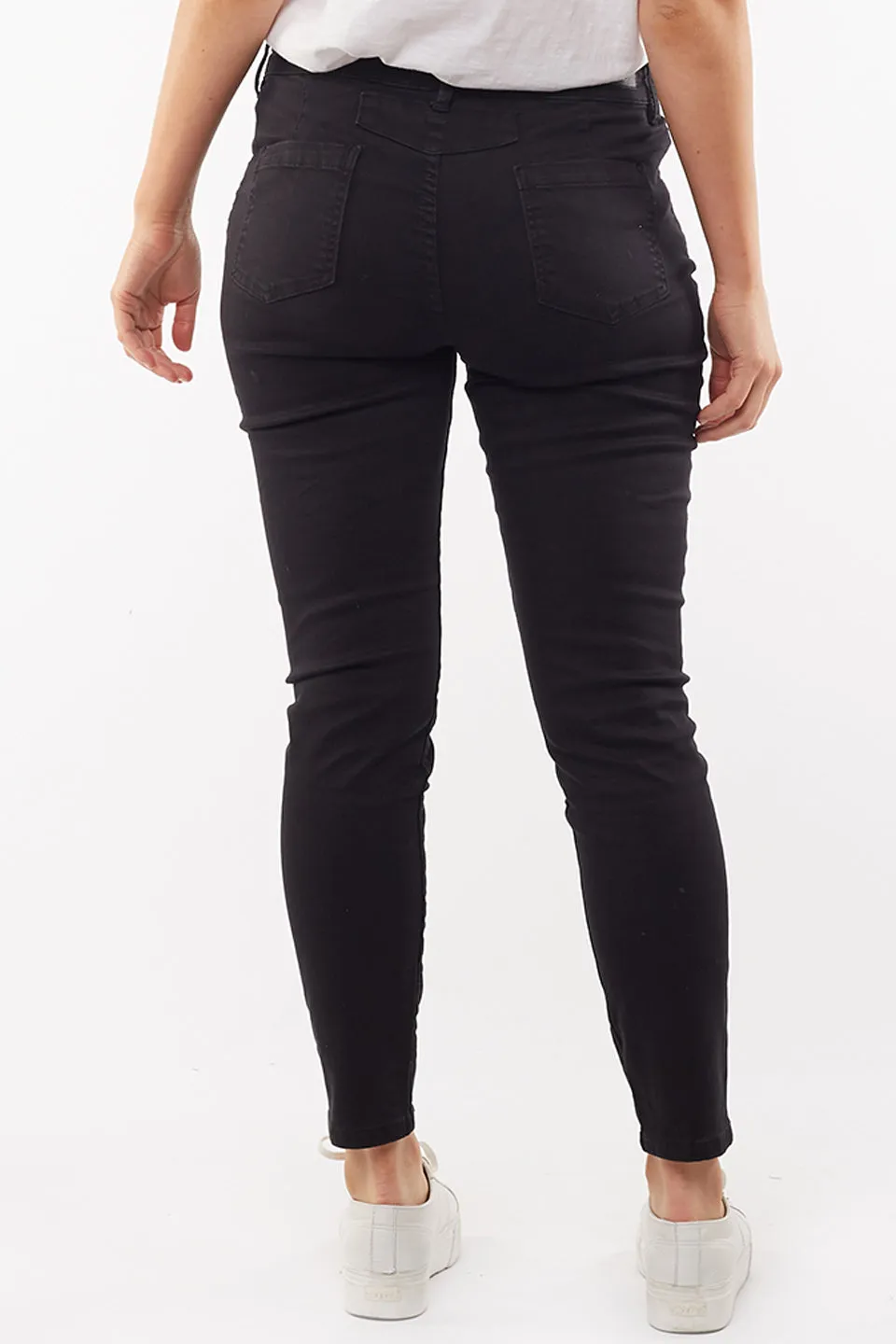 City Mid Rise Skinny Black Denim Jean