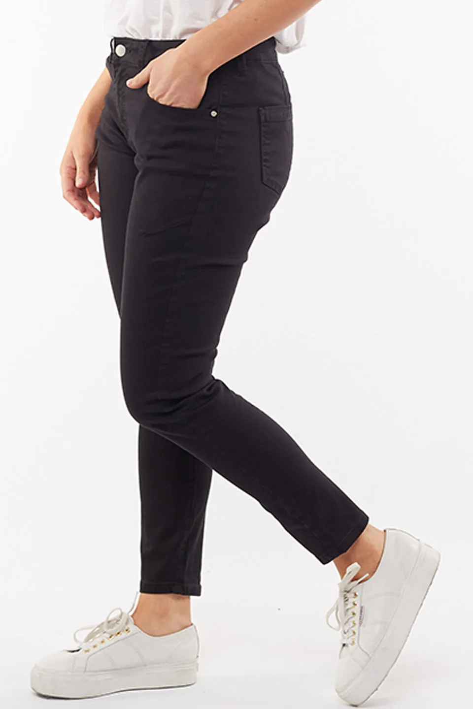 City Mid Rise Skinny Black Denim Jean