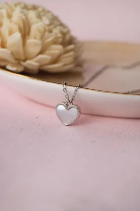 Dainty Mother-Of-Pearl Heart Sterling Silver Chain Necklace