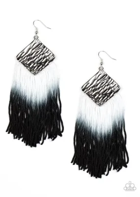 DIP The Scales Black and Silver Ombre Tassel Earrings - Paparazzi Accessories