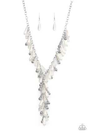 Dripping With DIVA-ttitude White Pearl and Silver Necklace - Paparazzi Accessories