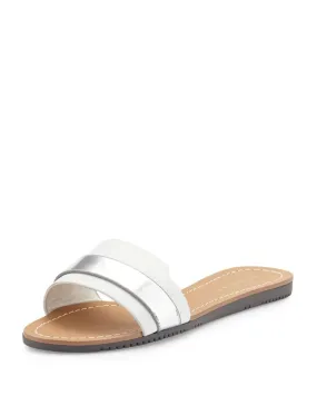 ELIE TAHARI  Women's Negril •Chrome/Argento• Leather Slide Sandal