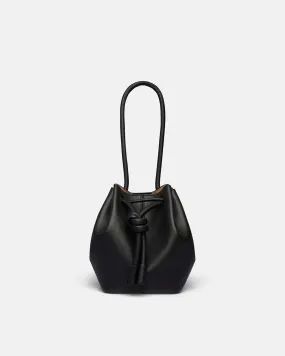 Elongated Bucket Small - Alt-Nappa Leather Small Bucket Handle Bag - Black