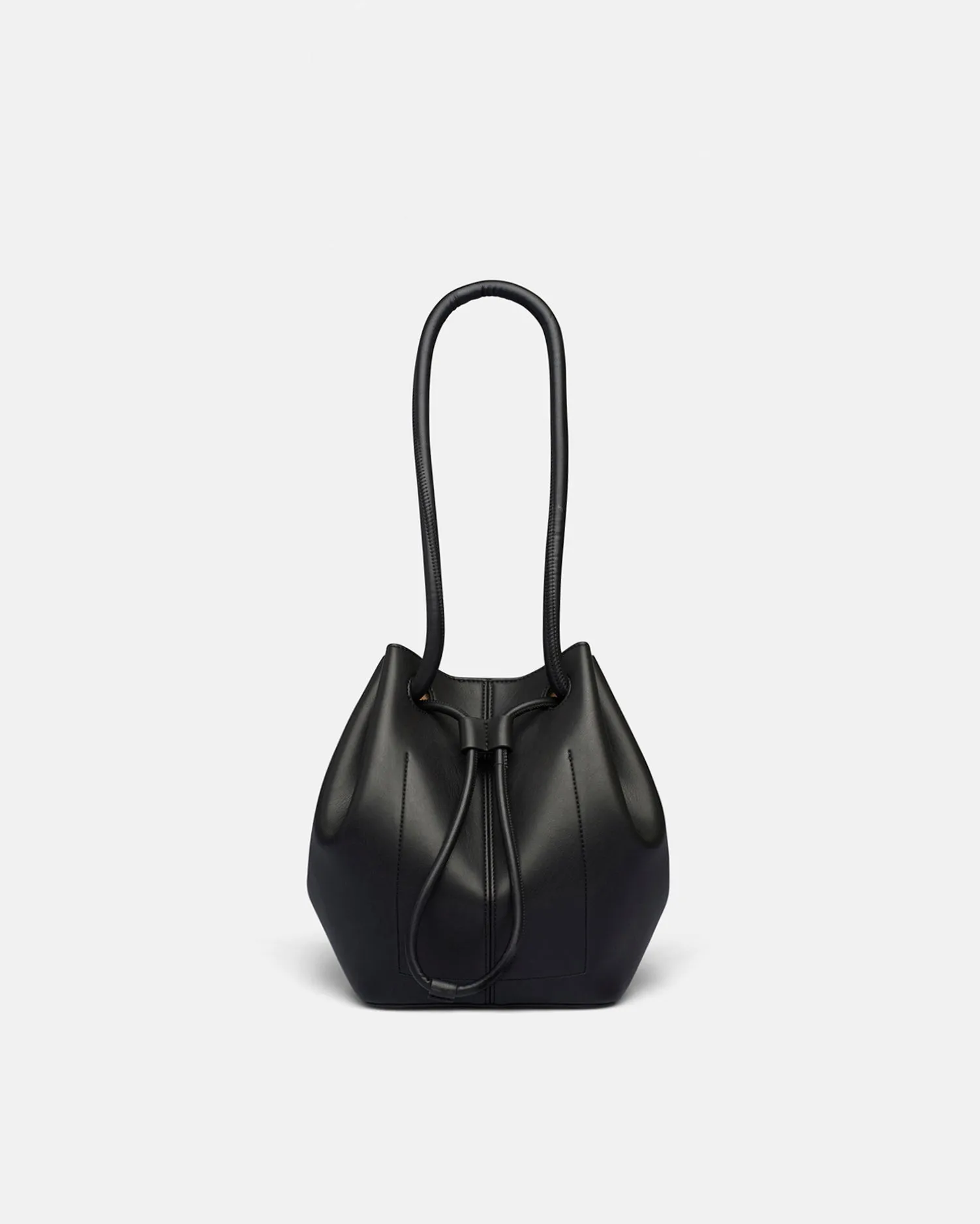 Elongated Bucket Small - Alt-Nappa Leather Small Bucket Handle Bag - Black