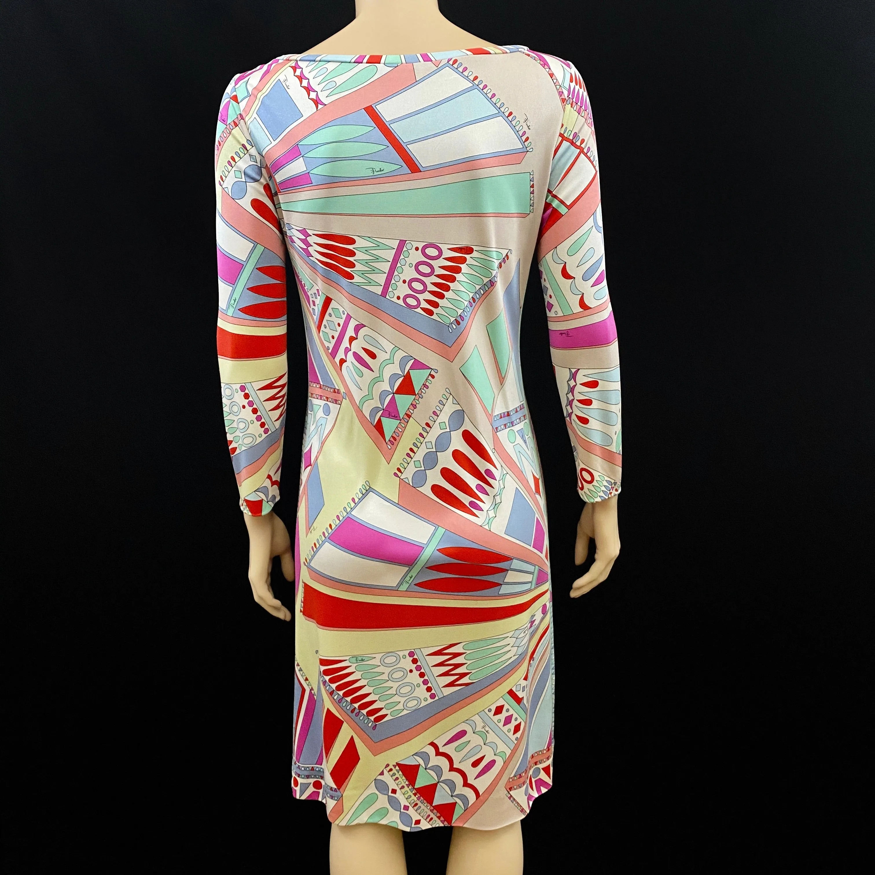 Emilio Pucci Pastel Silk Jersey Dress Star Belt Size 42 | 8