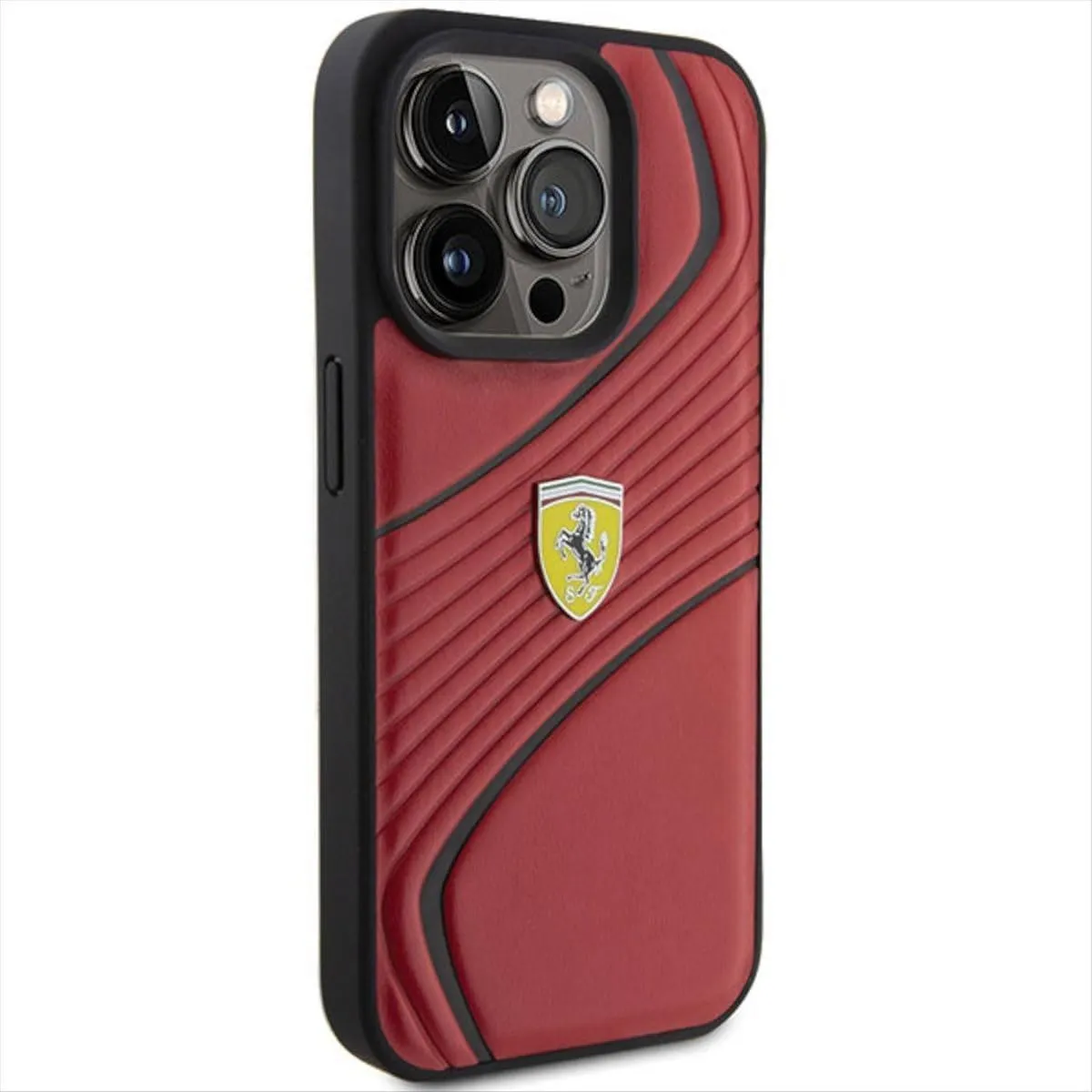 Ferrari Twist Metal Logo Case for iphone 15 Pro 6.1" Red - FEHCP15LPTWR