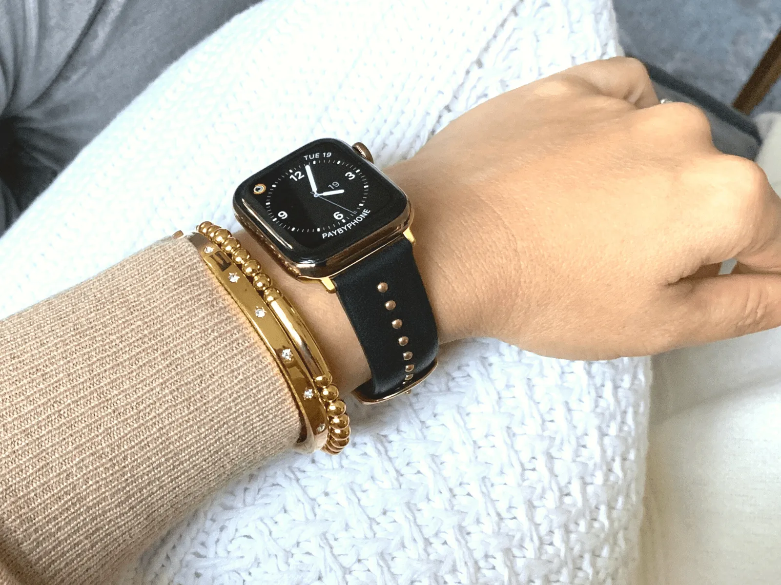 Goldenerre Black Stud Band for the Apple Watch