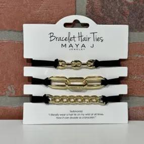 Hair Tie Or Bracelet - Gold Black 3pc