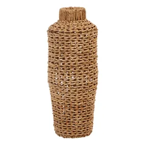 Hand-Woven Water Hyacinth & Rattan Floor Vase