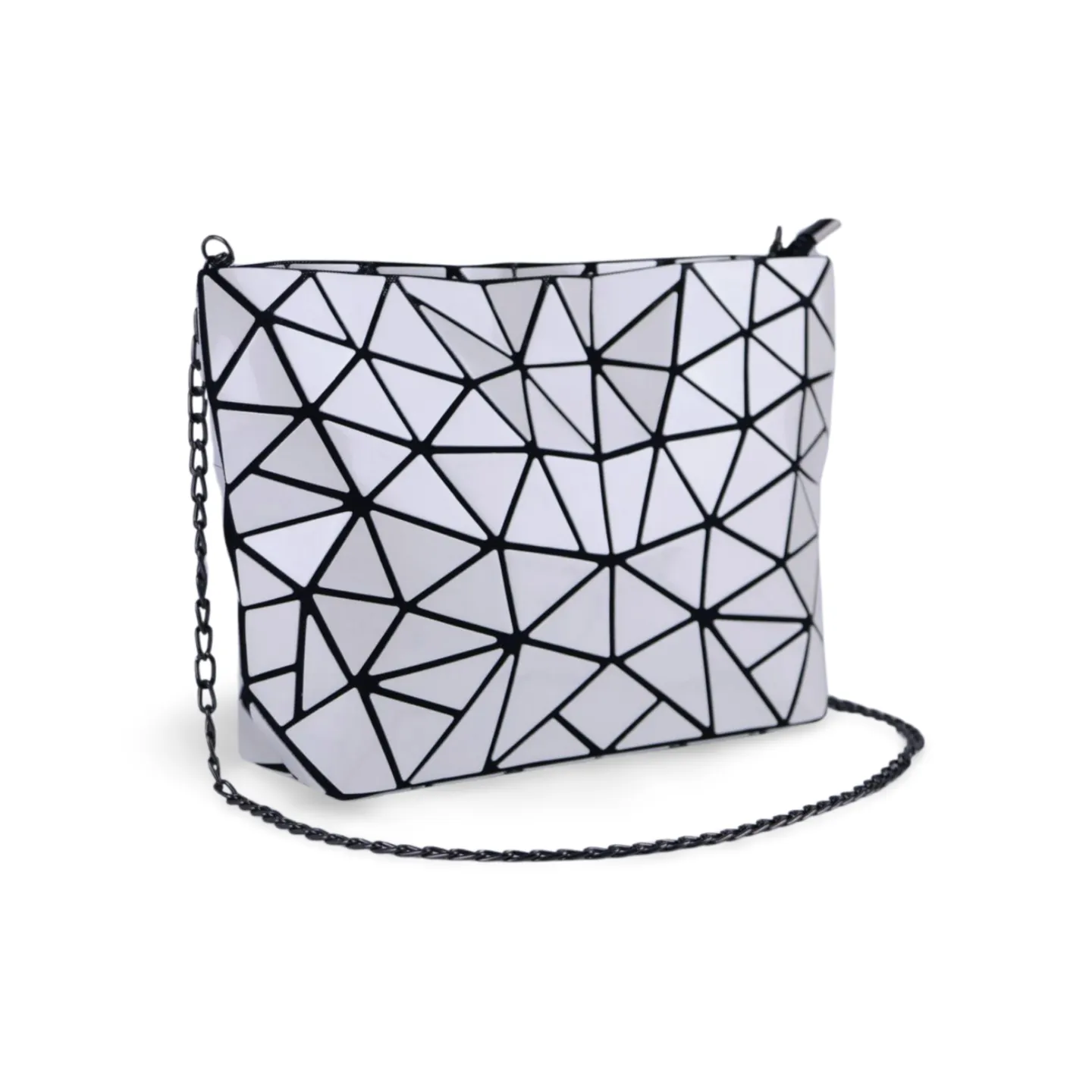 High-Quality Luminous Geometric Holographic Crossbody Bag With Chain for Women