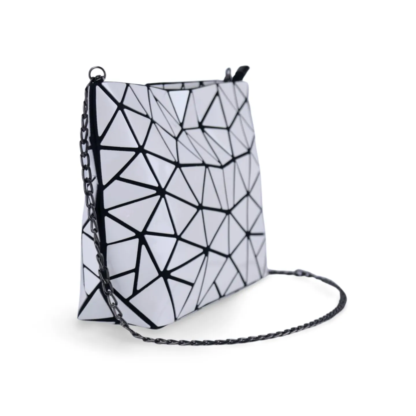 High-Quality Luminous Geometric Holographic Crossbody Bag With Chain for Women