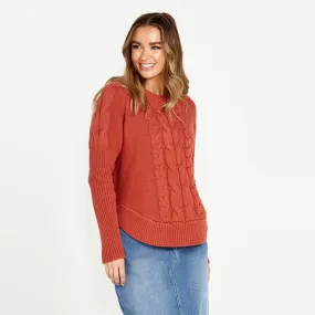 Jacinta Cable Knit Jumper - Rosewood