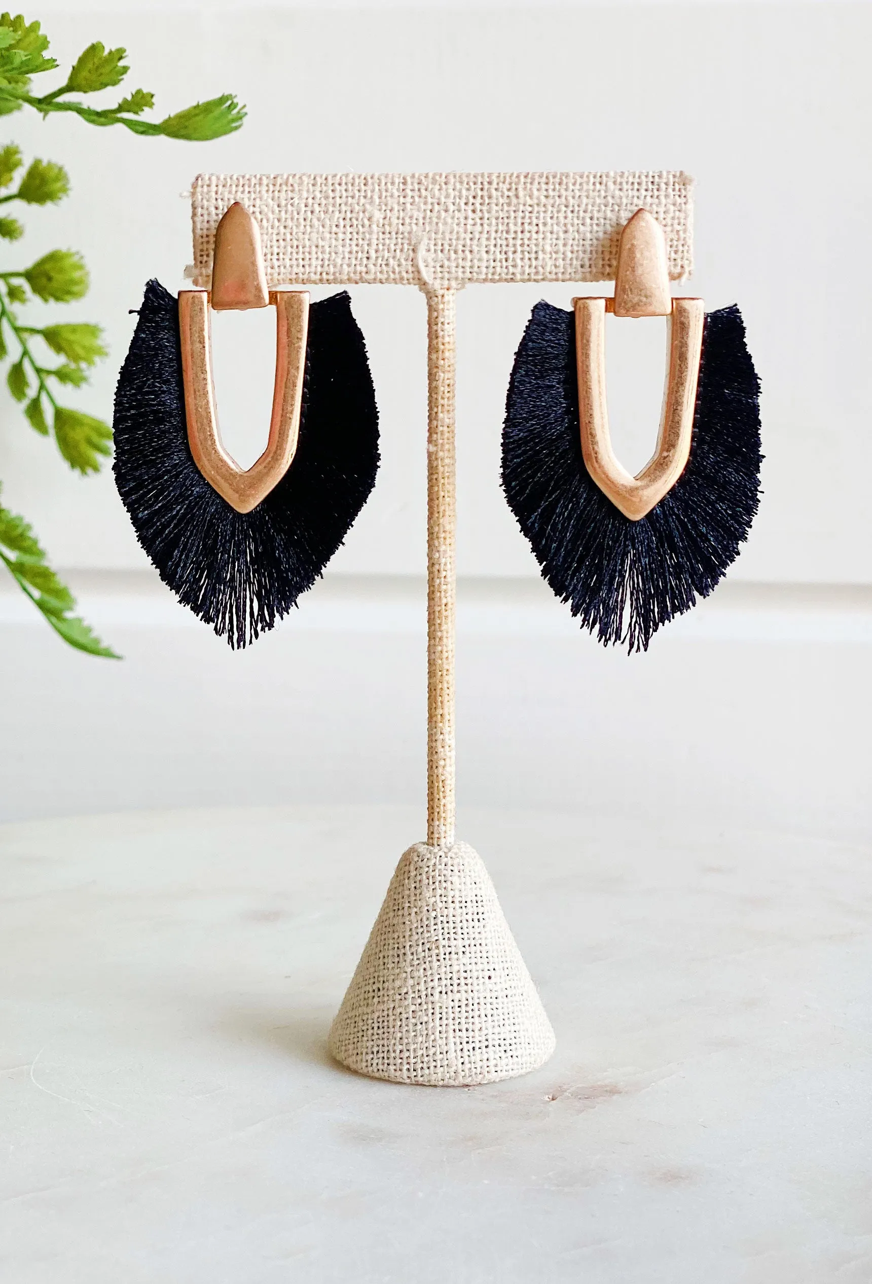 Jess Fringe Earrings in Black