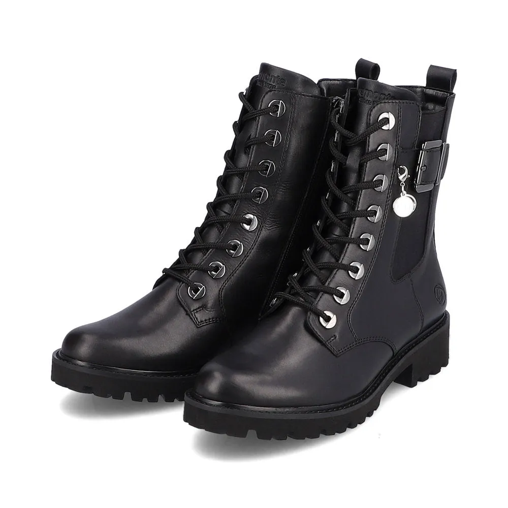 Ladies Remonte Boots Black Elle Chunky Military Style D8668-00 sale