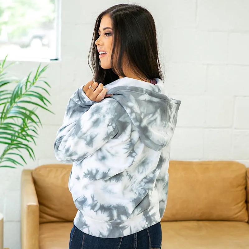 Marbled Gray Boyfriend Full Zip Hoodie