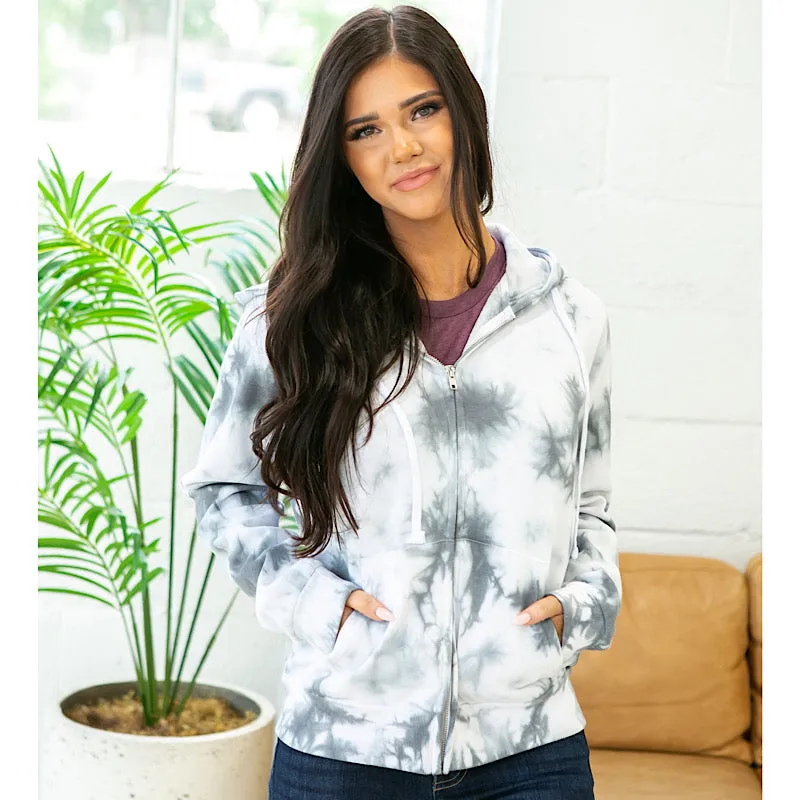 Marbled Gray Boyfriend Full Zip Hoodie